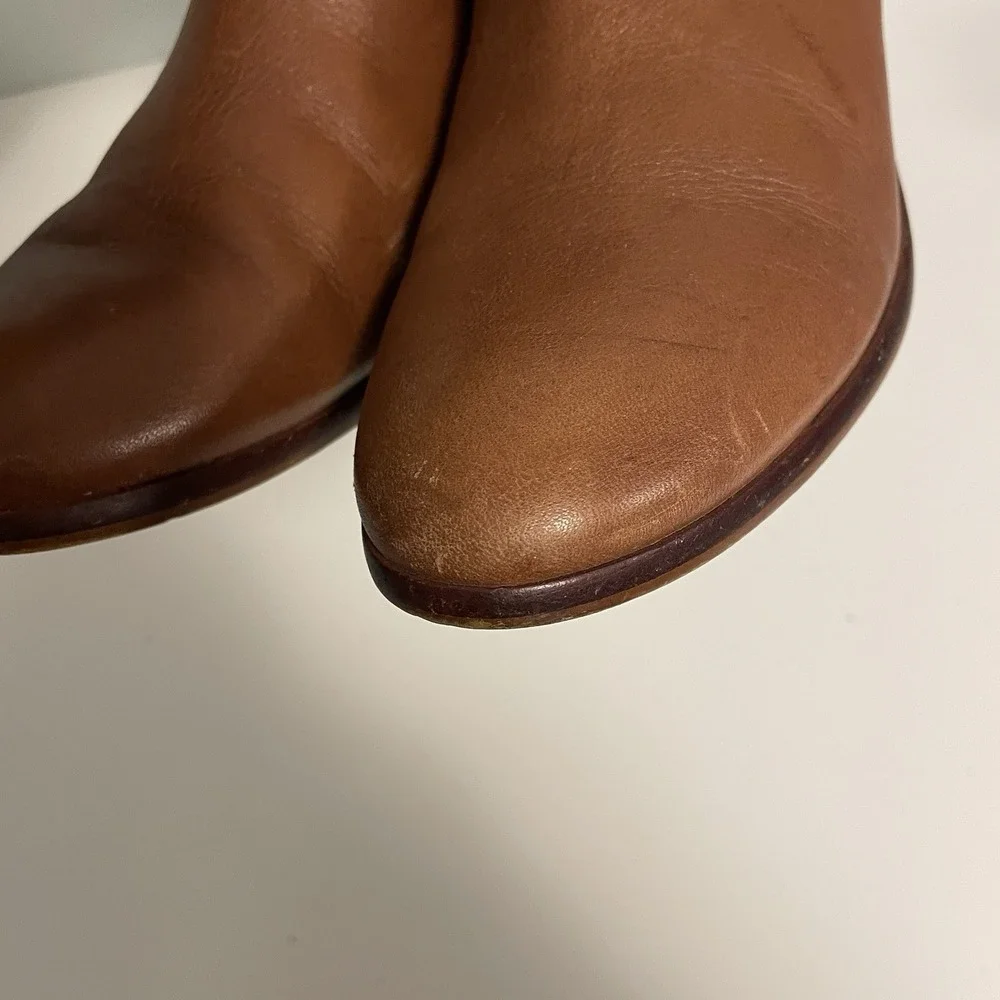 Sam‎ Edelman Petty Womens Size 7.5 Brown Saddle Leather Zip Up Ankle Boots